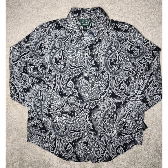Ralph Lauren Men’s L Non-Iron Button Up Long Sleeve Floral Print Cotton Shirt - Picture 1 of 5